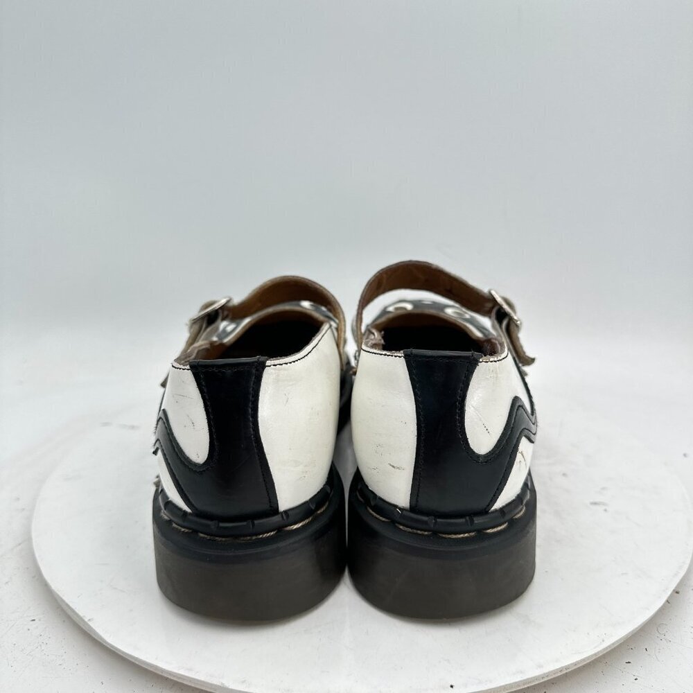 Tredair Women Size 7 White Black Kitty Leather Mary Jane Buckle Casual Shoes - Picture 5 of 11